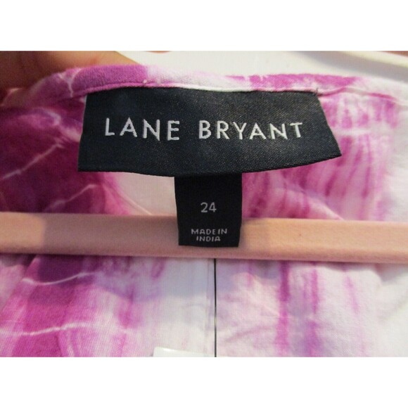 New Lane Bryant Womens Sz 24 Tie Dye Gauze Tank Top Purple White Lined - Picture 3 of 4